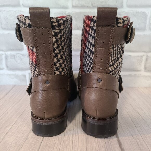 Woolrich Baltimore Boots Leather Wool Plaid NWOT WW3552 Womens 8 Academia Preppy - Picture 5 of 9
